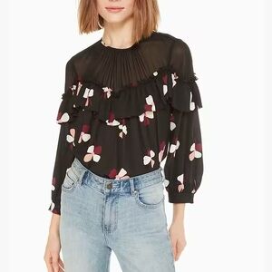 Kate Spade Dusk Buds Ruffle Blouse
